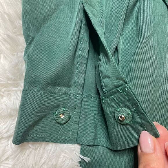 ICHI Green Blouson Snap Button Front Dress Long Sleeve Pockets Size 38 Medium - Picture 7 of 14